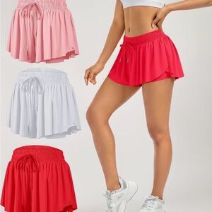 Women's Flowy Athletic Shorts - Pink, Red 2 pair